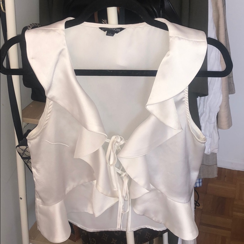 White Ruffle Crop Top - Picture 2 of 6
